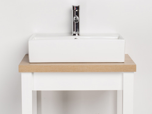 Mueble Vanitory Con Tapa Oak Campi 60 Blanco-roble Sin Bacha