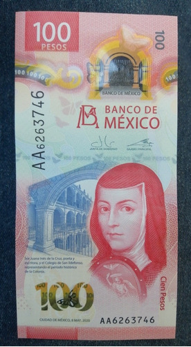 Billete Nuevo De 100 Pesos, Sor Juana Con La Serie Aa