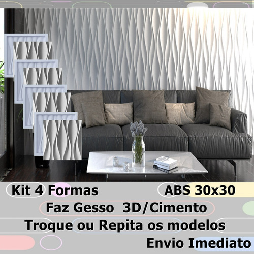 Moldes Formas De Gesso 3d Cimentício Abs Fdg Kit Pra Parede