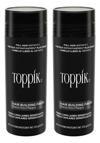 Kit 2 Polvo Texturizador Toppik Negro Fibras Capilares 27.5g