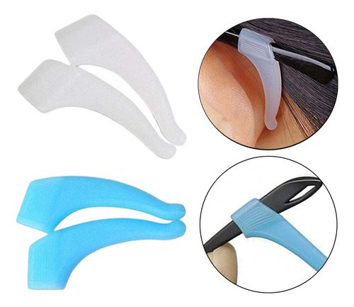 2pcs Anti Slip Eyeglass Ear Hook Silicone Azul Claro