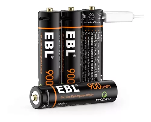 Baterías Pilas Recargables Usb Aaa Ebl Li-ion 1.5v 900mwh