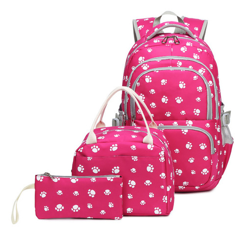 Conjunto Mochila Con Estampado Pata Perro Y Bolsa Almuerzo