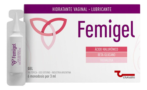 
Femigel Gel Hidratante Vaginal Lubricante Íntimo 6 Monodosis