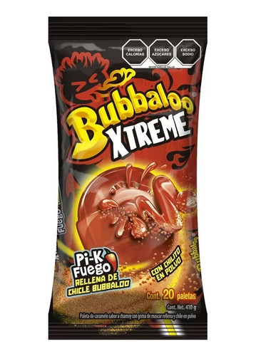 Pack 3 Bubbaloo Xtreme Paleta Pik Fuego Bolsa Con 20 Piezas