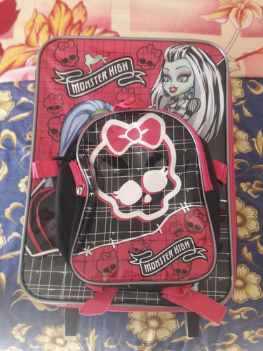 Maleta Escolar Moster High Grande Con Morral Pqño. 