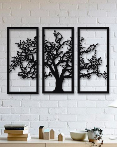 Imagen 2 de 7 de Triptico Arbol De La Vida En Madera Calada 85 X 60 Cmts