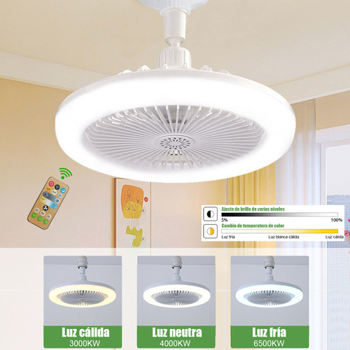 Ventilador De Techo Con Luz Foco Lampara Giratorio Con 5 Palas 26cm De Diámetro Control Remoto Con Pastilla De Fragancia