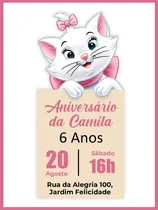 Comprar Convite Aniversário Festa Criança - Gata Gatinha Marie 01