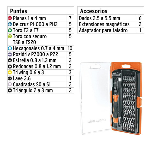 Desarmador De Precisión Con 57 Puntas Intercambiables