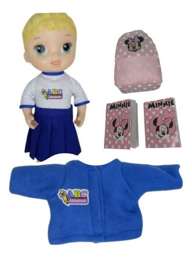 Kit Uniforme Escolar Rosa Para Boneca Baby Alive Ou Similare