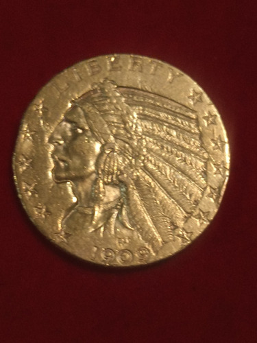 Moneda De Oro Media Aguila 5 Dólares 1909 Denver (Usado)