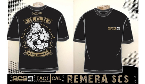 Remera Scs Close Combat  Defensa Personal Militar Negra