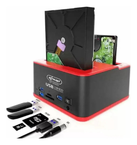 Knup Dock Station Case Hd Sata Pendrive Sd Usb 3.0 Knup Preto