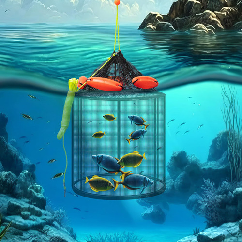 2 Redes De Pesca Flotante Plegable Grande Cesta, Cubo, Sopor