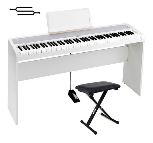 Piano Electrico Korg B2 Martillo + Mueble + Pedal - Blanco  