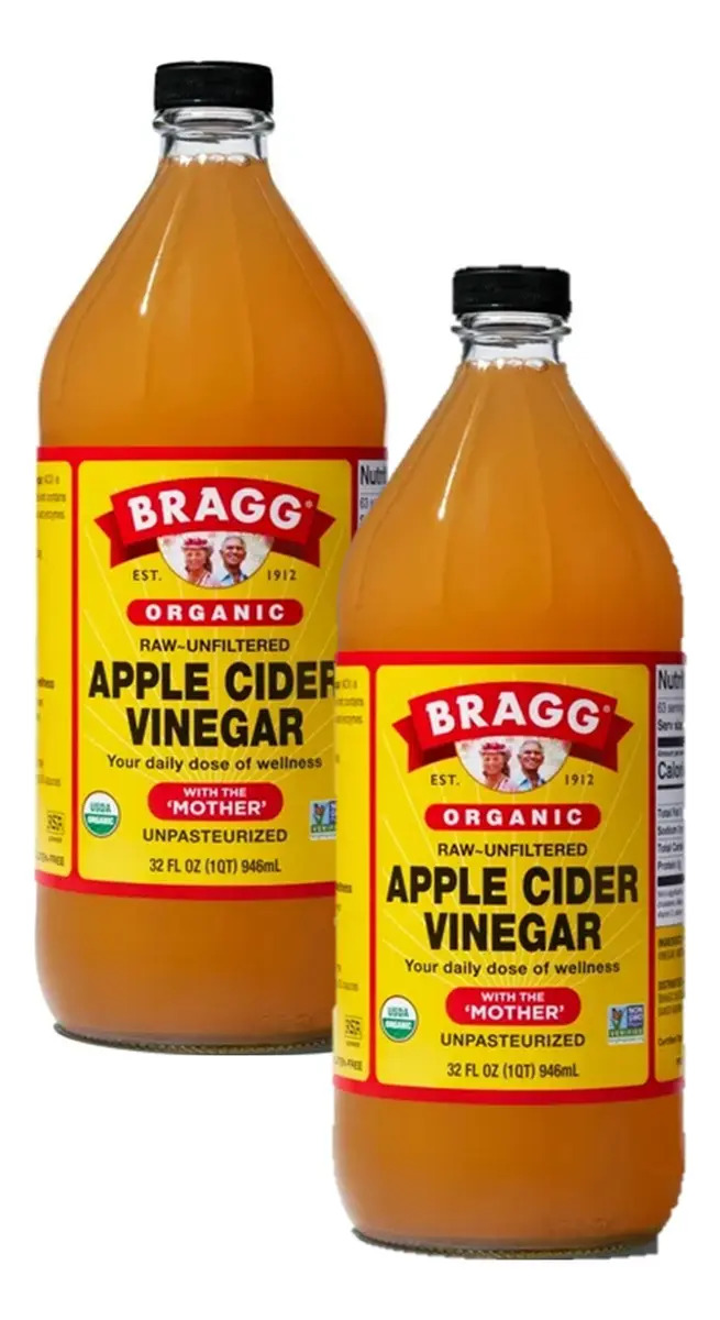2 Botes De Vinagre De Manzana Orgánico Bragg 946ml C/u