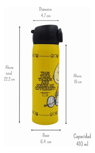 Termo Charlie Brown (peanuts Snoopy) 410 Ml. Amarillo