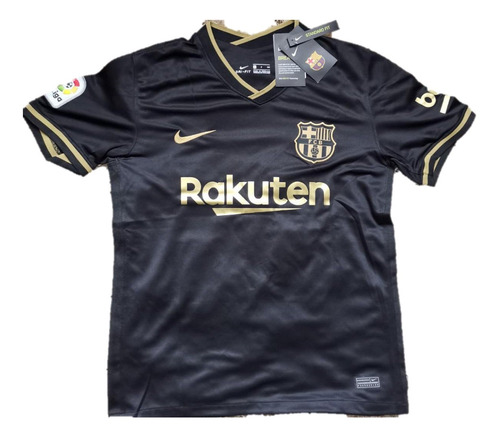 Camiseta Barcelona 2020/2021  Negra Y Dorada Suarez Messi