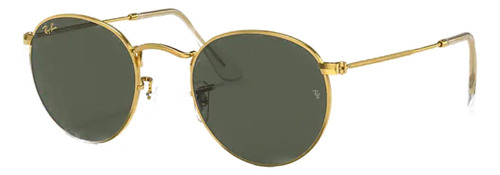 Anteojos de sol Ray-Ban Round Metal Legend Standard con marco de metal color polished gold, lente green de cristal clásica, varilla polished gold de metal - RB3447