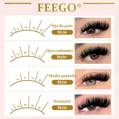 Extensiones De Pestañas Kit Diy Feego 30d 40d 280pcs 9-16mm