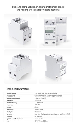 Imagen 8 de 10 de Llave Toma Medidor Consumo Wifi Tuya Smart