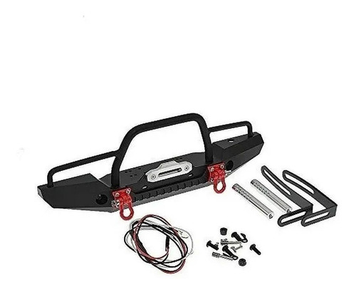 1/10 Front Bumper Bull Bar Con Faros Led Winch Mount Juguete