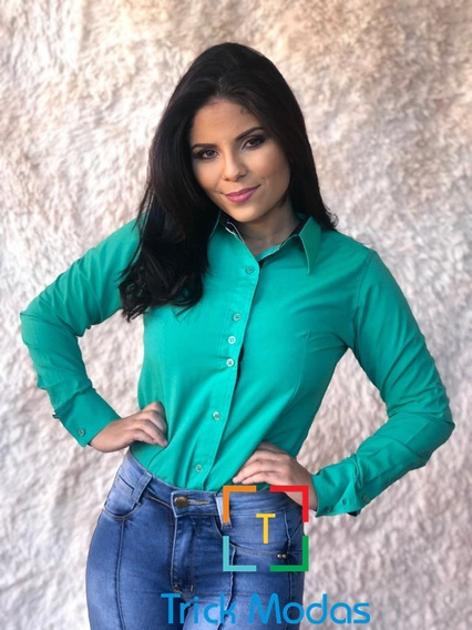 camisa verde feminina social