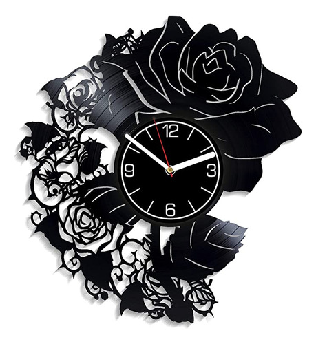 Kovides - Reloj De Pared Con Diseño De Flores De Vinilo, D.