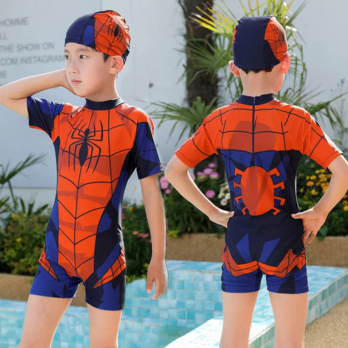 N Traje De Baño Q Spiderman Para Niños, Con Protección