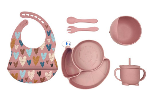 Set Alimentación Bebe Vajilla Silicona Niño Platos 6 Piezas