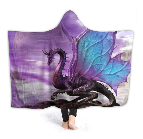 Wsrgvab Dragon Fantasy - Manta Con Capucha Morada Para Sofa,