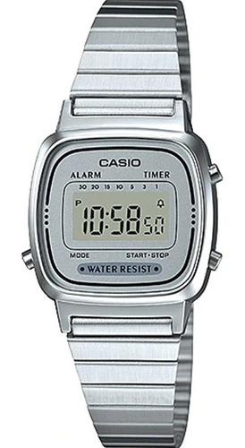 Reloj Casio La670 Dama Plata Retro Gris Mini Full