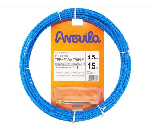 Guía Pasacables De Poliéster 4.5mm Azul Anguila De 15mts