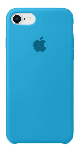 Capinha Aveludada Silicone Compatível iPhone 7 / 8 E Se 2020 Cor Azul-claro