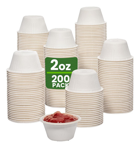 Paquete De 200 Vasos Desechables De Condimentos 100% Compost