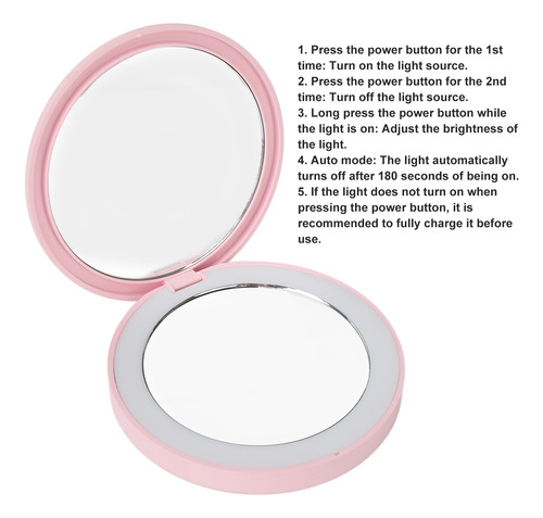 Espejo De Maquillaje De Viaje Led Compacto Con Forma Redonda