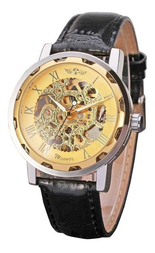 Reloj Mecanico Engranajes Skeleton Relojes Cuero Cuarzo Moda