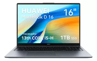 Laptop Huawei MateBook D16 gris táctil 16", Intel Core i5 13420H 16GB de RAM 1 TB SSD 2GB Optane, Intel UHD Graphics 60 Hz 1920x1200px Windows 11 Home