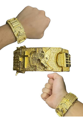 Bracelete Personalizado 35 Milímetros Misto - Banhado A Ouro