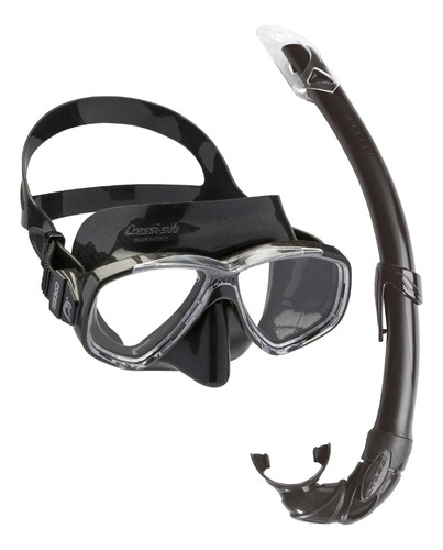Kit Set Combo Mascara Snorkel Perla Mare Cressi Color Negro