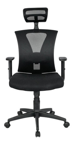 Imagen 1 de 3 de Silla de oficina Jamundí base nylon Mundial de Sillas ergonómica negra con tapizado de mesh y tela