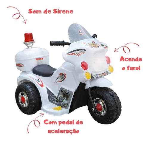 Mini Moto Eletrica Infantil Policia 6V 18W Importada