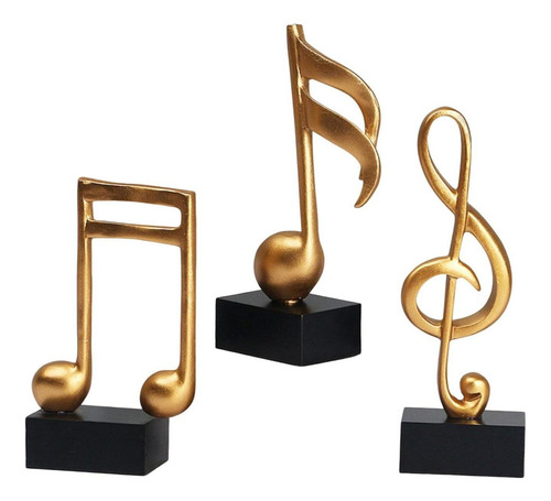 Conjunto De 3 Esculturas De Resina De Notas Musicales.