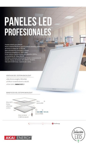 Panel Led Embutir 60x60 48w Luz Fria Akai Energy Ubid