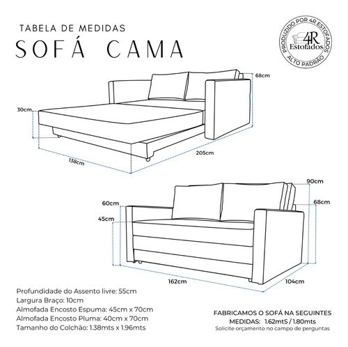 Sofá Cama Tecido Impermeável Acquablock
