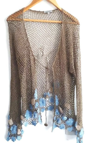 Saquito Crochet Portsaid Dorado Ideal Vestido Talle L