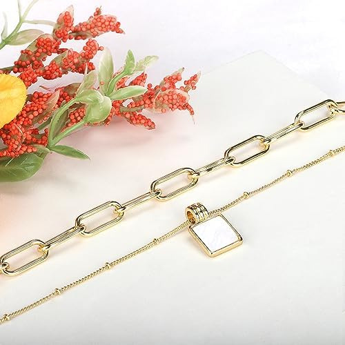 Jiulory Gargantilla En Capas Chapada En Oro Collar De Doble