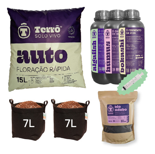  Kit Grower - Solo, Adubo, Bioferts, 2 Vasos De 7 Litros