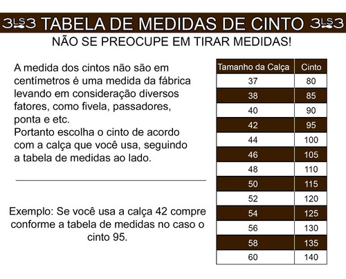 tamanhos de calças homem